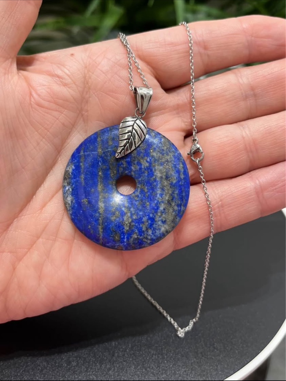 Large Vibrant Blue Lapis Lazuli Pendant With 20" Chain